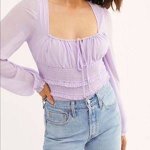Free People Lavender Long Sleeve Top